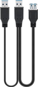 USB 3.0 dual power SuperSpeed cable, Black