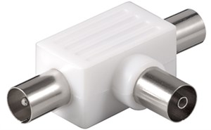 Coaxial T-Adapter: 2 Coaxial male > Coaxial female