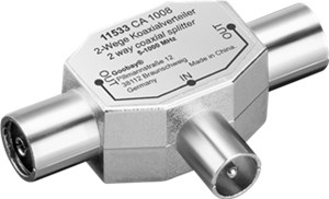 Coaxial T-Adapter: 2 Coaxial female > Coaxial male